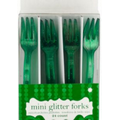 Green Glitz Mini Glitter Forks